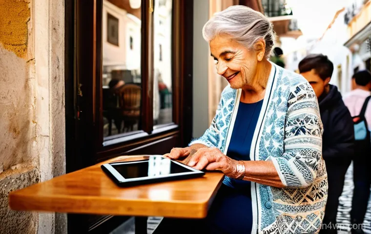 테크노피아 비전의 정책 평가 및 피드백 - **Prompt 1: Digital Inclusion in a Portuguese Café**
"A heartwarming scene in a charming, tradit...