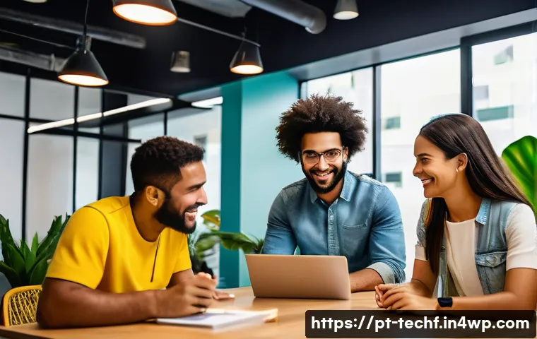 테크노피아 비전의 문화적 다양성 - A vibrant, modern Brazilian startup office with a multicultural team collaborating enthusiastically ...
